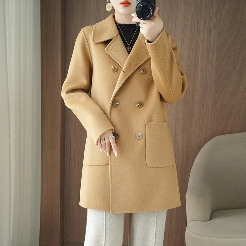 Manteau Femme 100% Laine Vierge Réversible