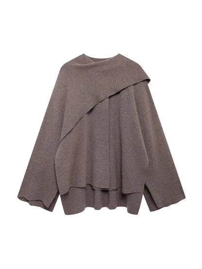 Manteau Femme Chic avec Écharpe Intégrée