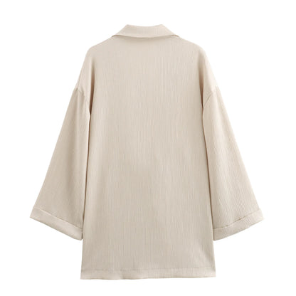 Nouveau Set Veste et Pantalon Style Tailleur Froissé