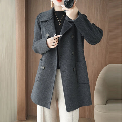 Manteau Femme 100% Laine Vierge Réversible