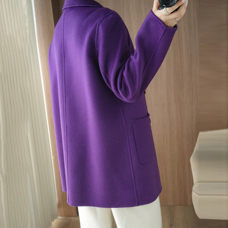 Manteau Femme 100% Laine Vierge Réversible