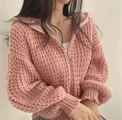 Cardigan-Chandail à Capuche Zippé