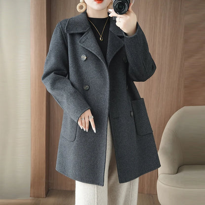 Manteau Femme 100% Laine Vierge Réversible