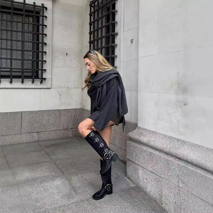 Manteau Femme Chic avec Écharpe Intégrée