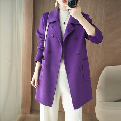 Manteau Femme 100% Laine Vierge Réversible