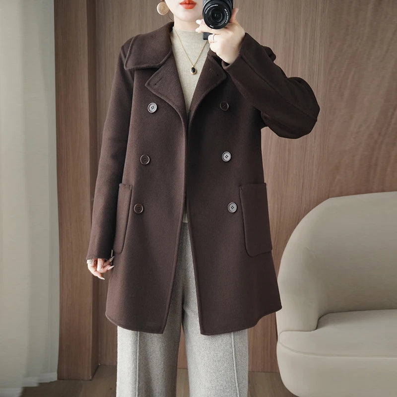 Manteau Femme 100% Laine Vierge Réversible