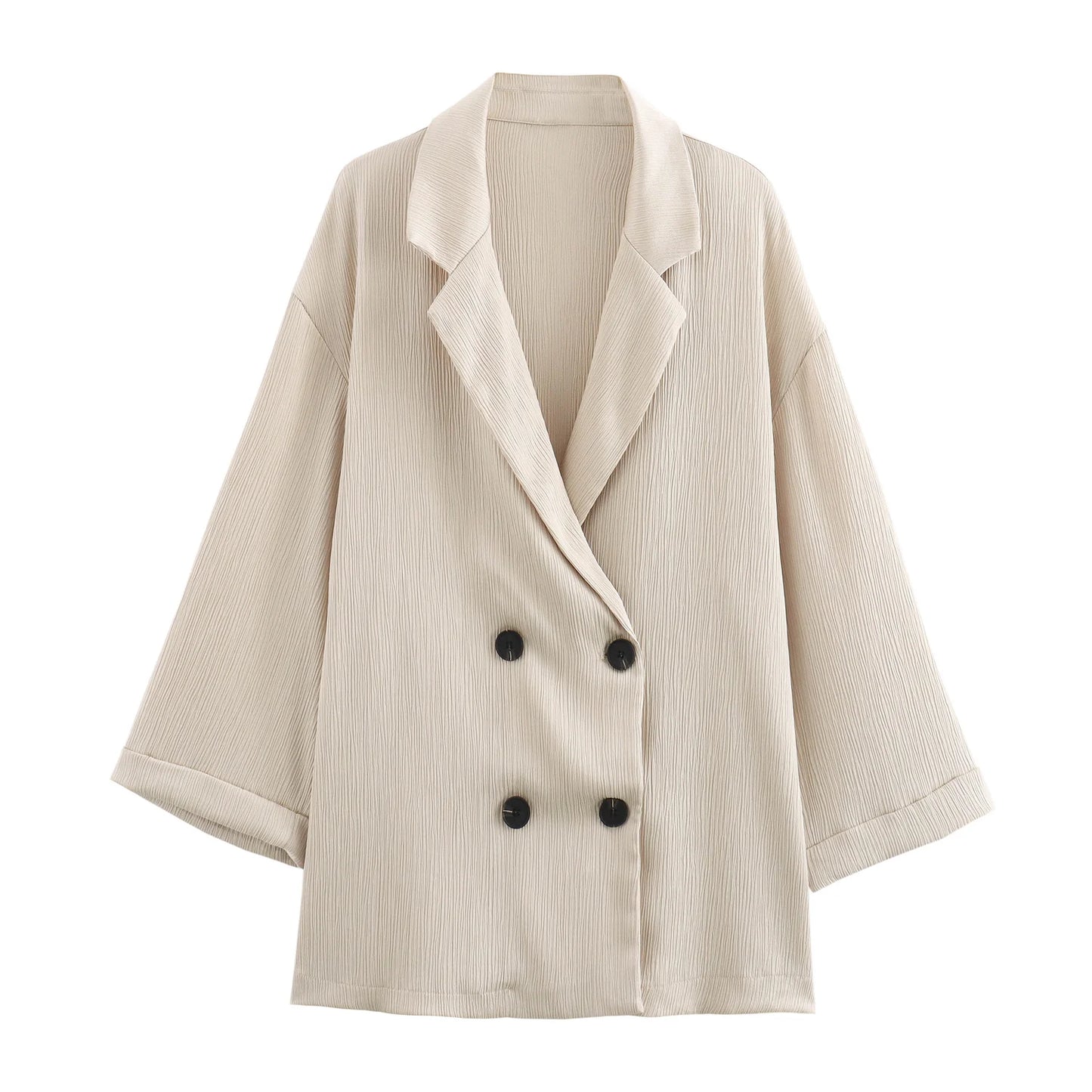 Nouveau Set Veste et Pantalon Style Tailleur Froissé