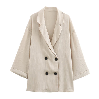 Nouveau Set Veste et Pantalon Style Tailleur Froissé