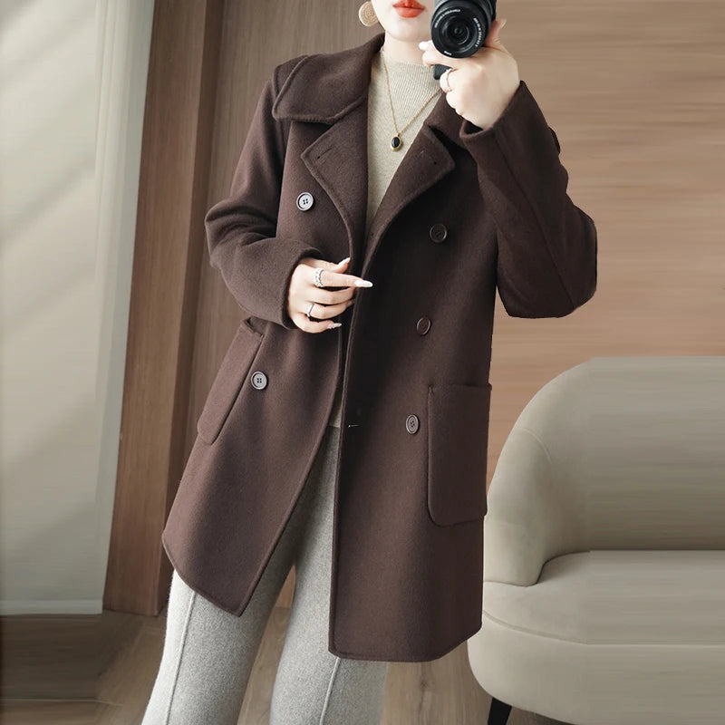 Manteau Femme 100% Laine Vierge Réversible