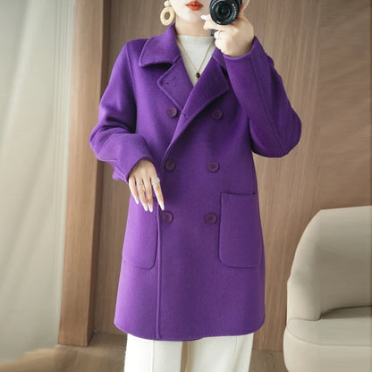 Manteau Femme 100% Laine Vierge Réversible