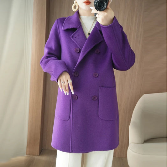 Manteau Femme 100% Laine Vierge Réversible